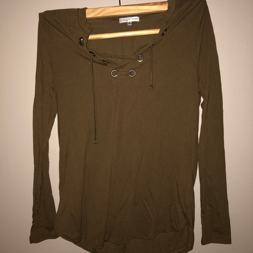 Olive Tie Front Long Sleeve